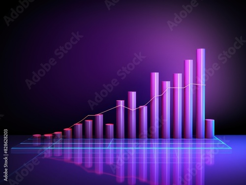 Colorful abstract statistics chart wallpaper background illustration stock market graph going up trend bullish