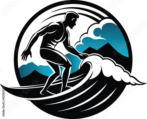 Photography A man surfing in the sea white background black silhouette
