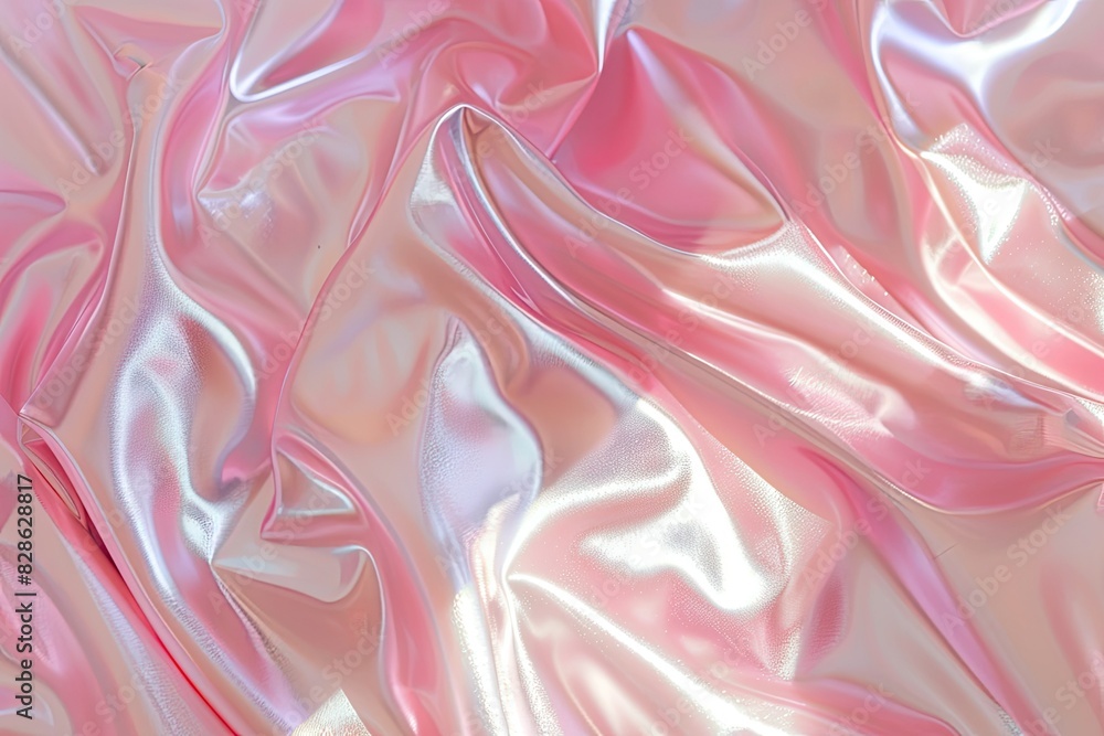 Fototapeta premium Pink mother of pearl glitter fabric. Material background with drapery.