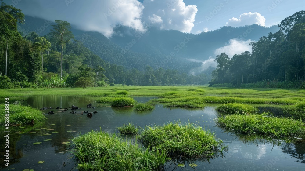 A thriving forest with diverse wildlife, showcasing the benefits of reforestation and conservation efforts. Emphasize the beauty and necessity of biodiversity. A thriving forest with diverse wildlife, showcasing the benefits of reforestation and conservation efforts. Emphasize the beauty and necessity of biodiversity.