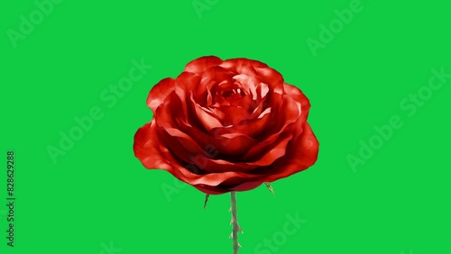 red rose blossom grow animation green screen