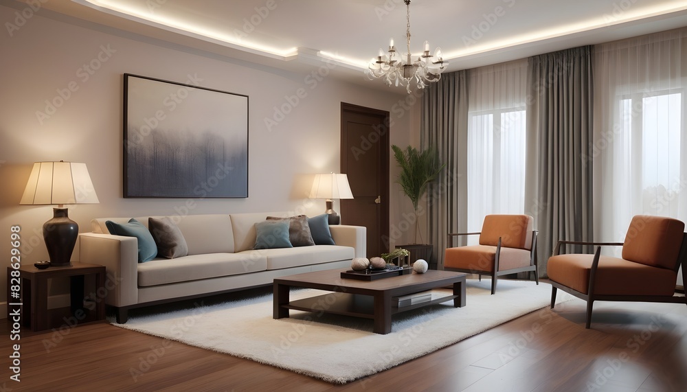 Fototapeta premium Photo interior modern design room 3D illustration