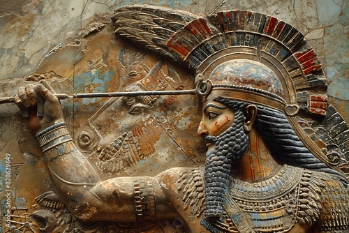 ancient king statue defending himself showcasing a statue of a king in a defensive pose, symbolizing strength, leadership, and protection in ancient times