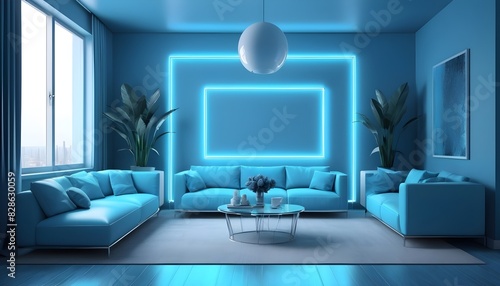 Photo interior modern design room 3D illustration © Eyeam