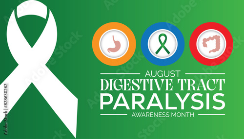 Digestive Tract Paralysis Awareness Month is observed every year on August.banner design template Vector illustration background design.