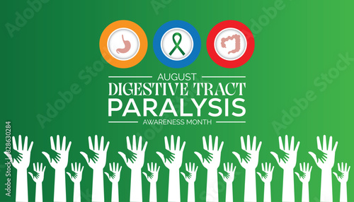 Digestive Tract Paralysis Awareness Month is observed every year on August.banner design template Vector illustration background design.