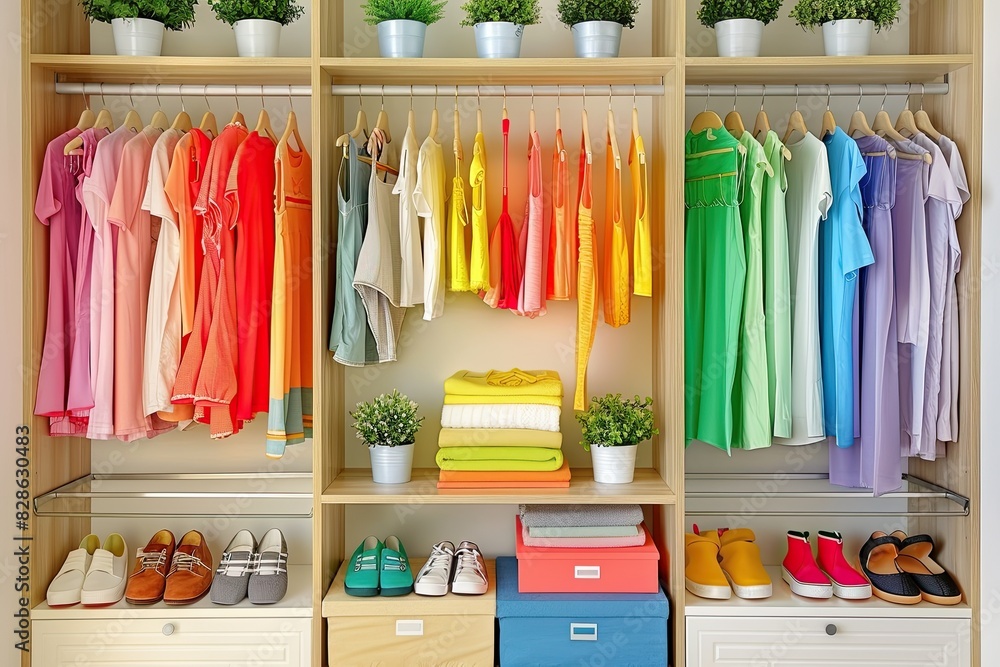 Brightly Colored Wardrobe Arrangement Brightly Colored Wardrobe Arrangement