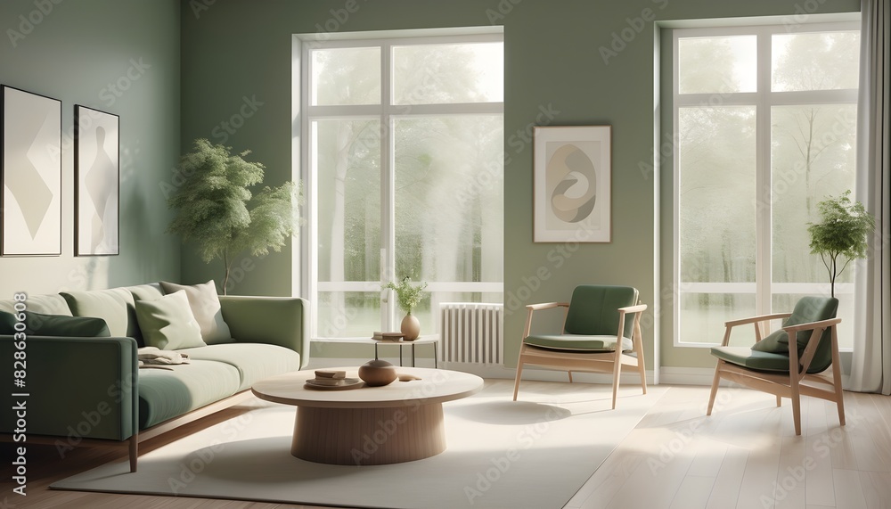 Fototapeta premium Photo interior modern design room 3D illustration