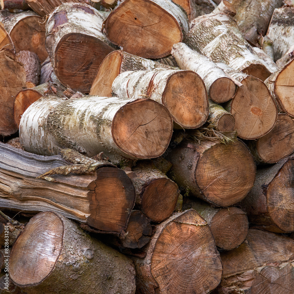 Wood, pile and outdoor with timber in nature for fuel, heat and material for construction in forest. Stack, tree trunk and carpentry supplier with pattern, textures and sustainability with logging Wood, pile and outdoor with timber in nature for fuel, heat and material for construction in forest. Stack, tree trunk and carpentry supplier with pattern, textures and sustainability with logging