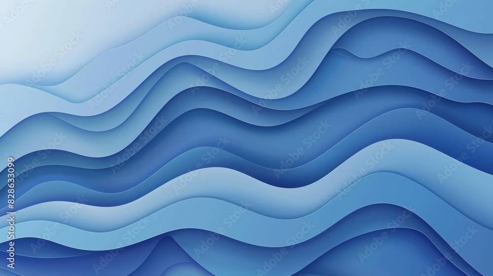 Abstract blue background with waves, flat design, smooth curves. Abstract blue background with waves, flat design, smooth curves.