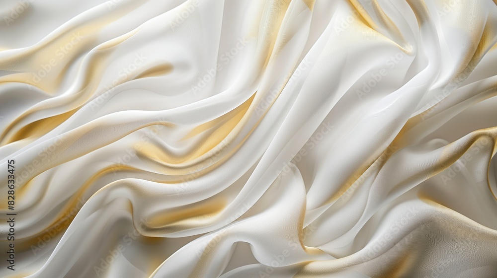 Fototapeta premium Luxurious white and gold fabric texture.