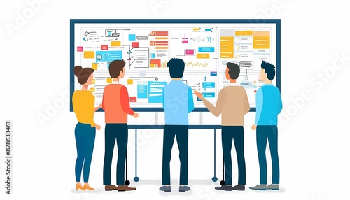 See a flat design of a project manager delegating tasks to the team