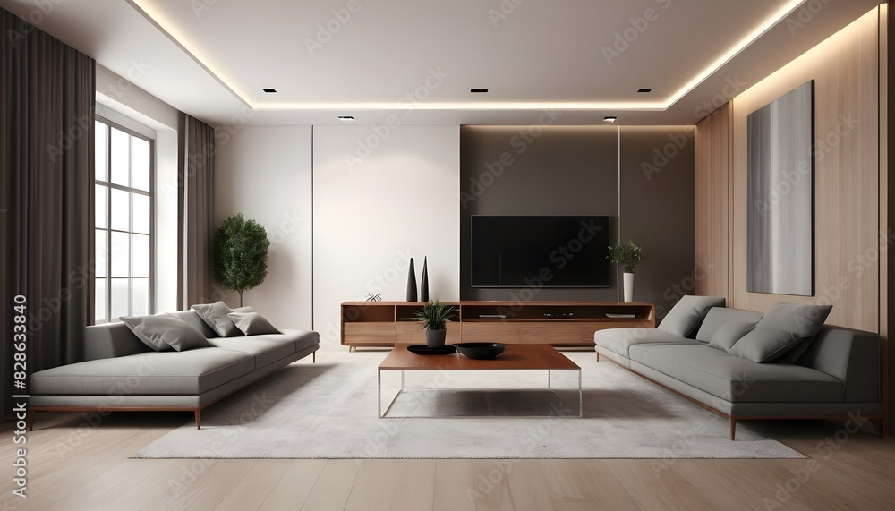 Fototapeta premium Photo interior modern design room 3D illustration