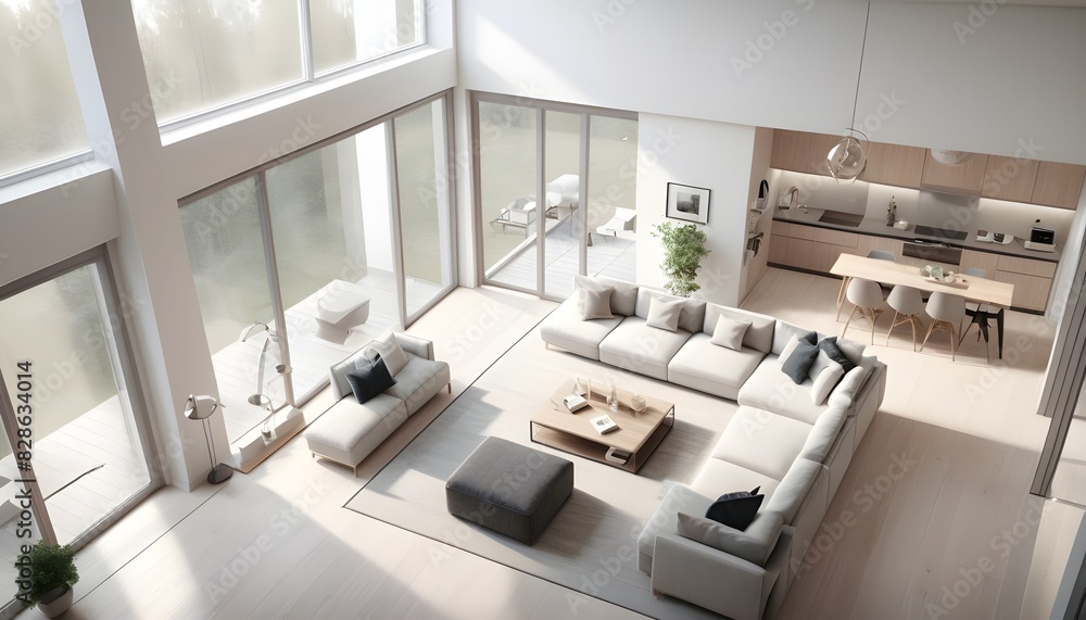Photo interior modern design room 3D illustration Photo interior modern design room 3D illustration