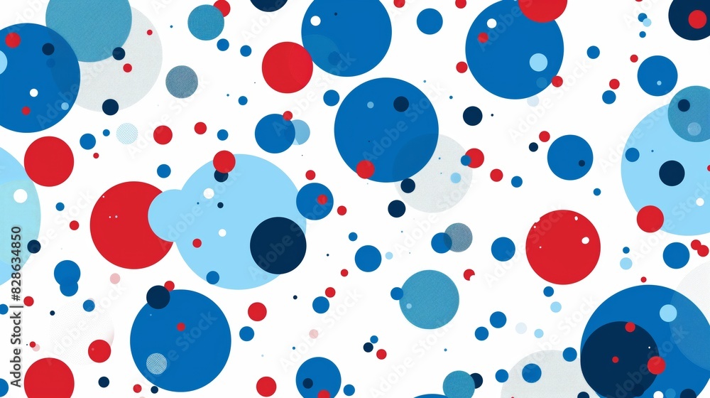 Red, white and blue dots on the white background in a flat design style. Red, white and blue dots on the white background in a flat design style.