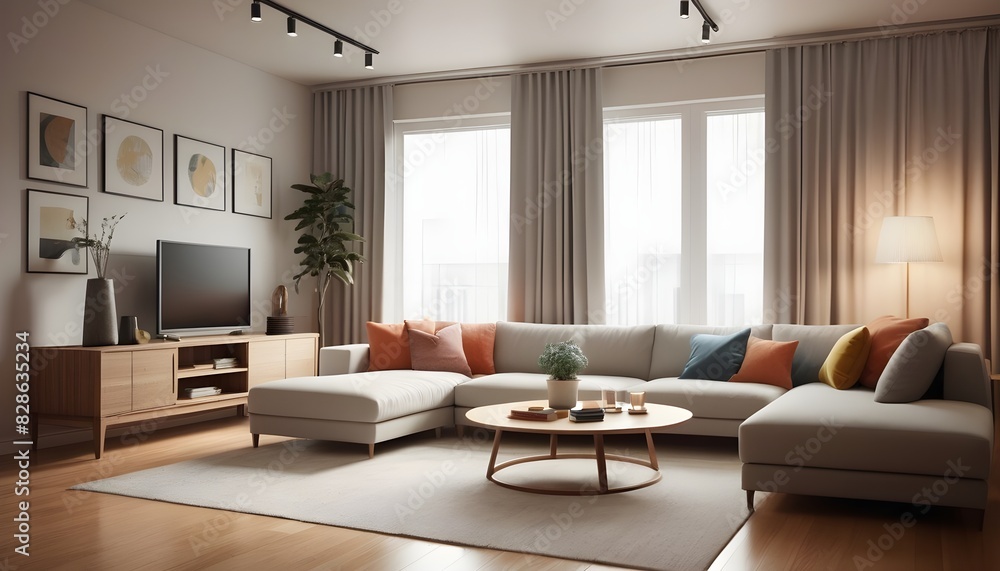 Photo interior modern design room 3D illustration Photo interior modern design room 3D illustration