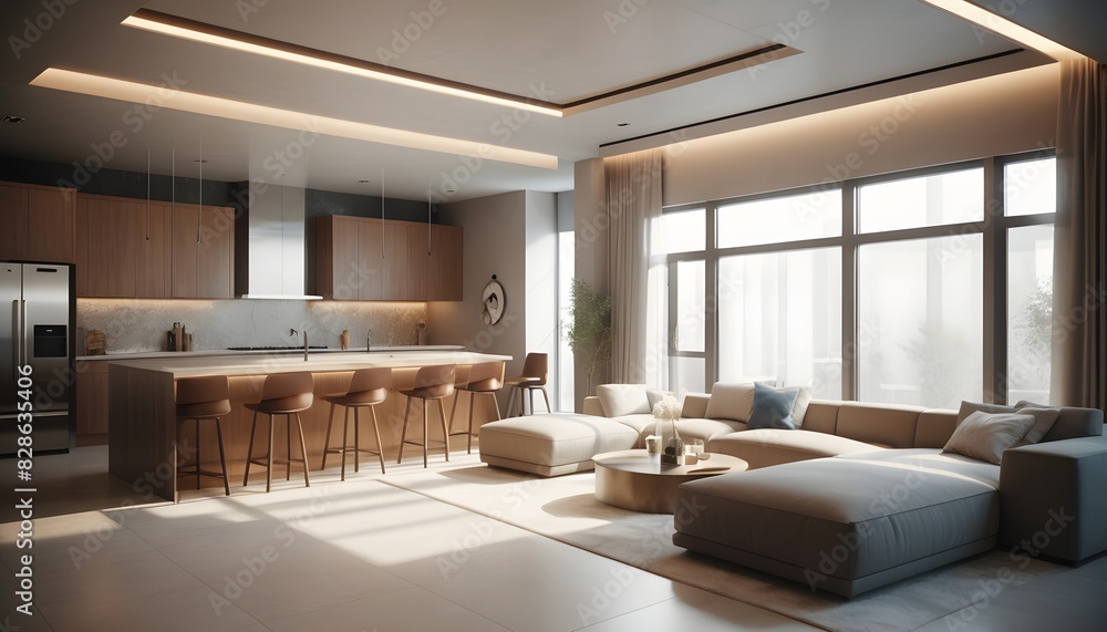 Fototapeta premium Photo interior modern design room 3D illustration