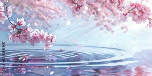 Cherry Blossoms with Raindrops