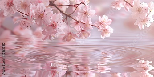 Pink Sakura Flowers and Water Ripples