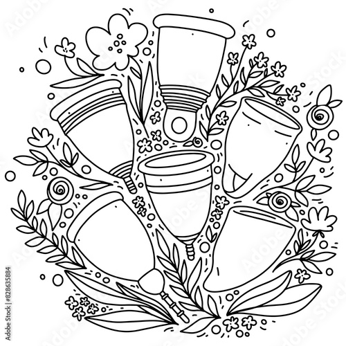 Menstrual cup with flowers. Vector illustration (ID: 828635884)