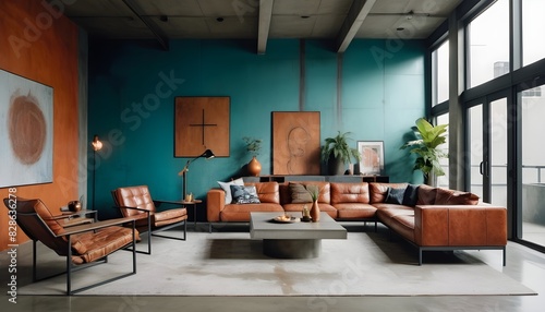 Photo interior modern design room 3D illustration