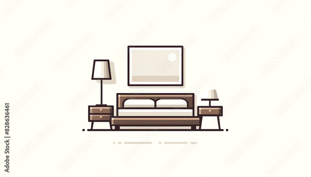 Simple flat design of a modern bedroom Simple flat design of a modern bedroom