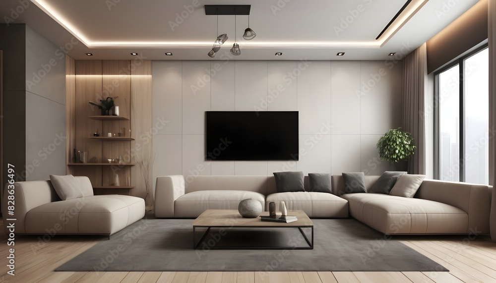 Fototapeta premium Photo interior modern design room 3D illustration