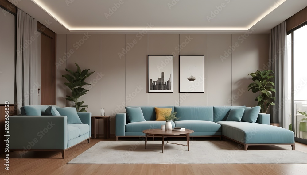 Photo interior modern design room 3D illustration Photo interior modern design room 3D illustration
