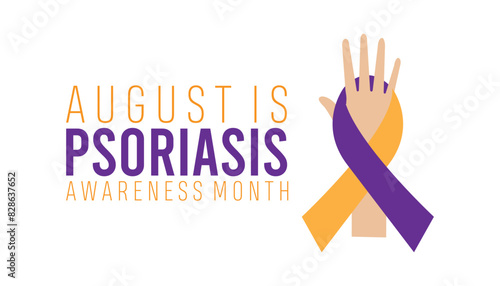 psoriasis awareness month is observed every year on August.banner design template Vector illustration background design.
