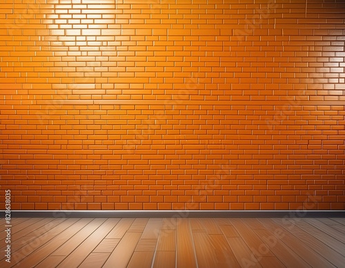Orange majorelle shiny clean metro brick wall background pattern with copy space for design blank