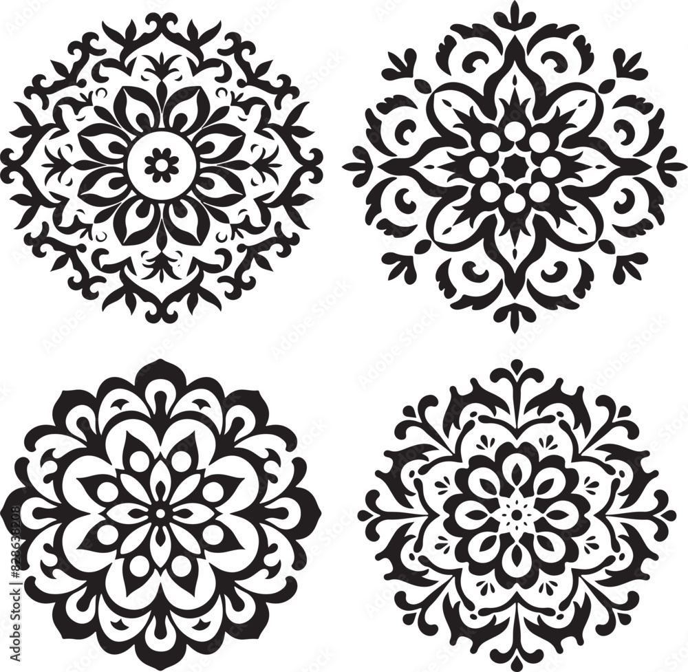 Abstract Circular Ornament Vector Set Abstract Circular Ornament Vector Set