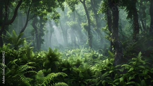 leafy green fern background. 