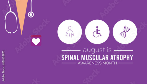 Spinal Muscular Atrophy Awareness Month is observed every year on August.banner design template Vector illustration background design.