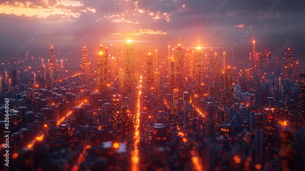 Fototapeta premium Smart city big data connection technology concept 