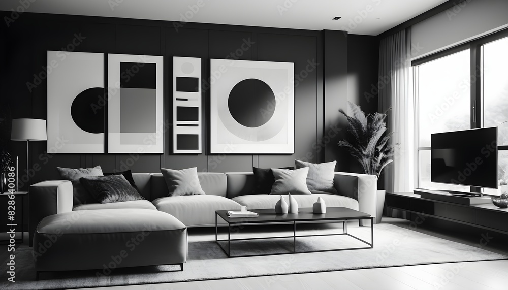 Photo interior modern design room 3D illustration Photo interior modern design room 3D illustration