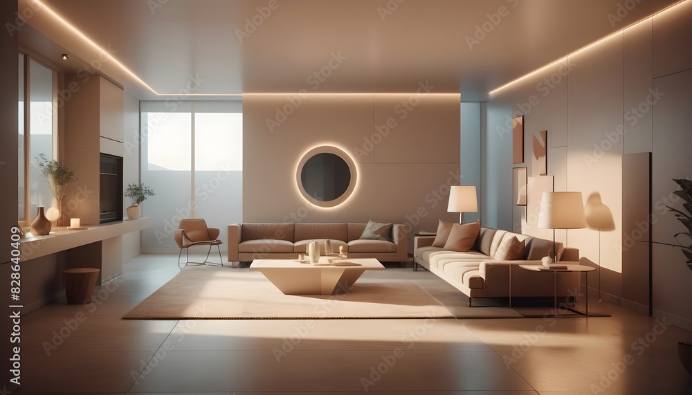 Photo interior modern design room 3D illustration Photo interior modern design room 3D illustration