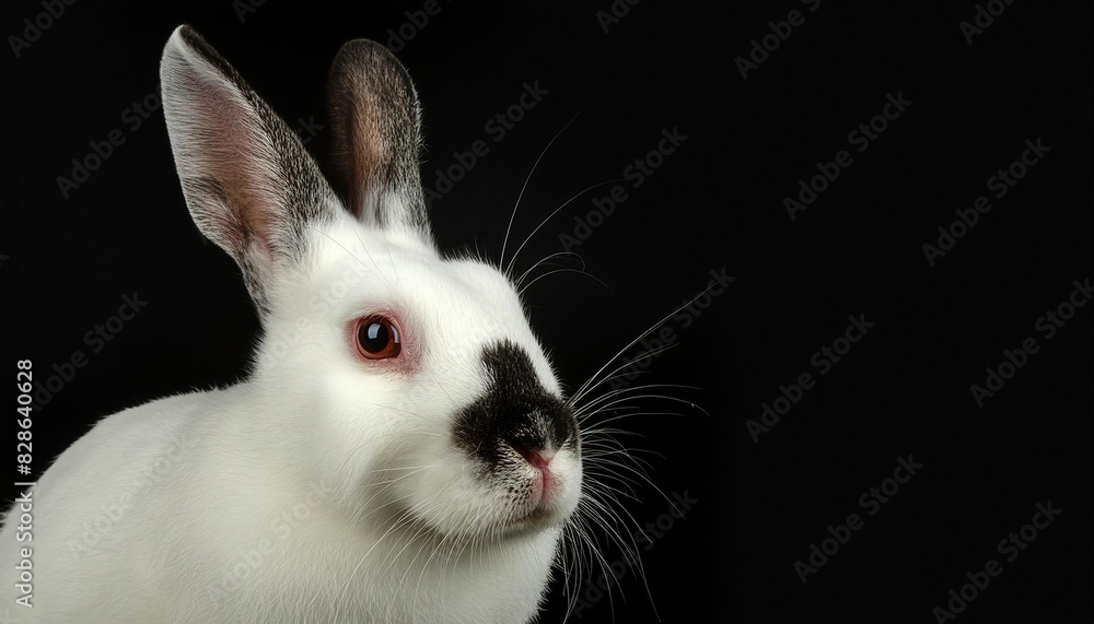 rabbit close up head on black background rabbit close up head on black background
