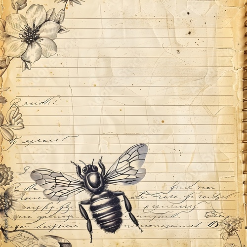 Vintage Bee Junk Journal  Digital Paper