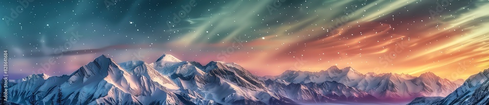 a view of the mountains at night with beautiful, colorful aurora. beautiful aurora light at night. a view of the mountains at night with beautiful, colorful aurora. beautiful aurora light at night.