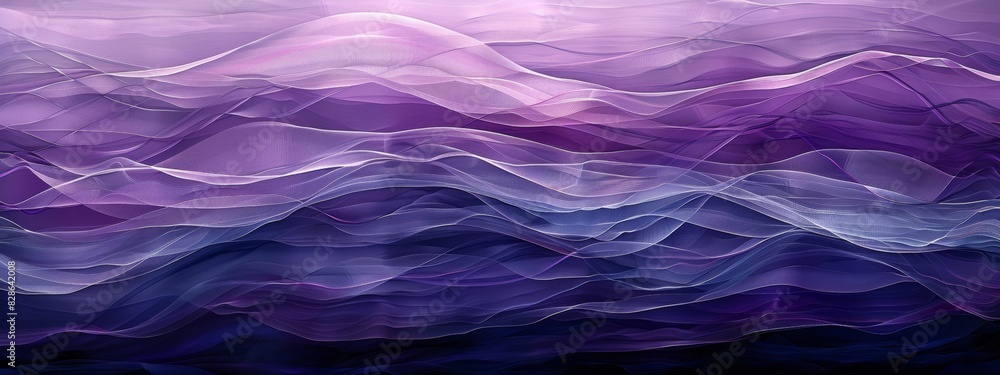 Obraz premium An abstract painting with layers of neat lines in varying shades of purple.