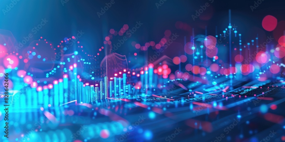 Graph and Data Points on Abstract Background Graph and Data Points on Abstract Background