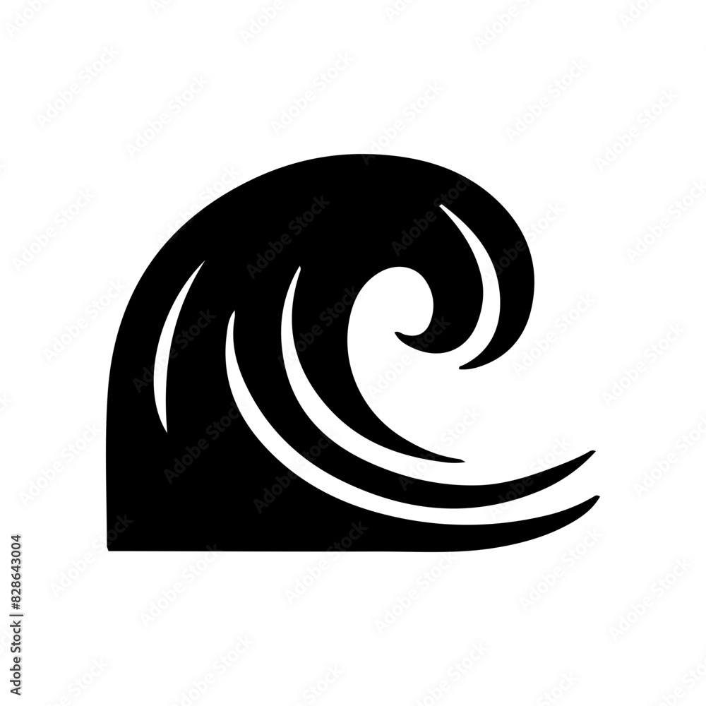 Vector silhouette of sea waves in the ocean simple design Vector silhouette of sea waves in the ocean simple design