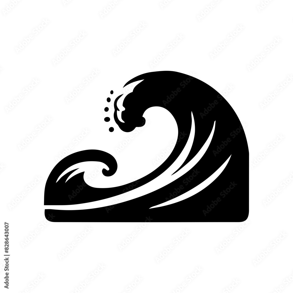 Vector silhouette of sea waves in the ocean simple design Vector silhouette of sea waves in the ocean simple design