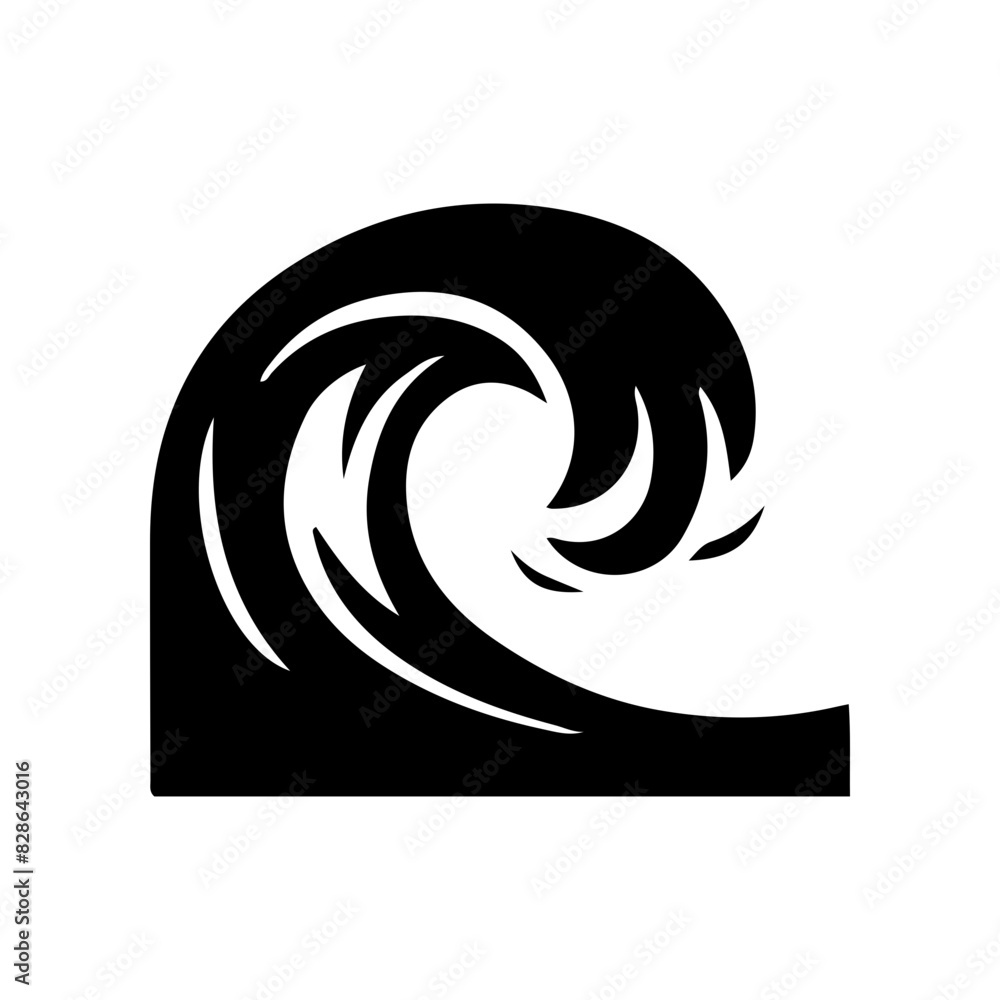 Vector silhouette of sea waves in the ocean simple design Vector silhouette of sea waves in the ocean simple design