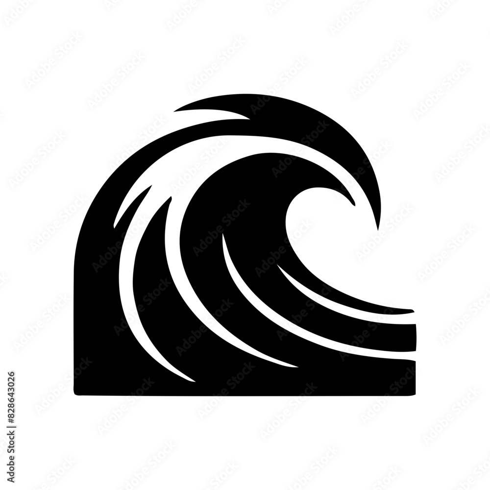 Vector silhouette of sea waves in the ocean simple design Vector silhouette of sea waves in the ocean simple design