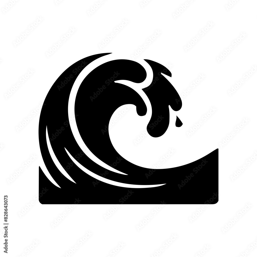 Vector silhouette of sea waves in the ocean simple design Vector silhouette of sea waves in the ocean simple design