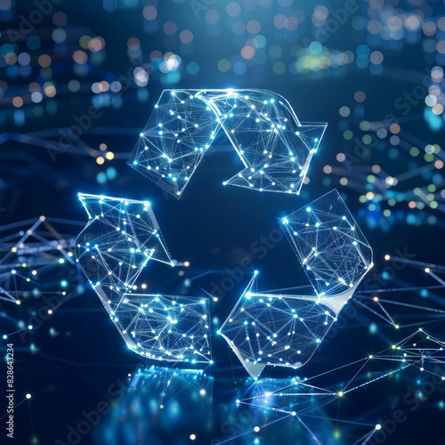 Create a 3D recycling symbol in blue, showcasing environmental responsibility and awareness. This eco-friendly concept promotes recycling efforts, depicted with AI generative.