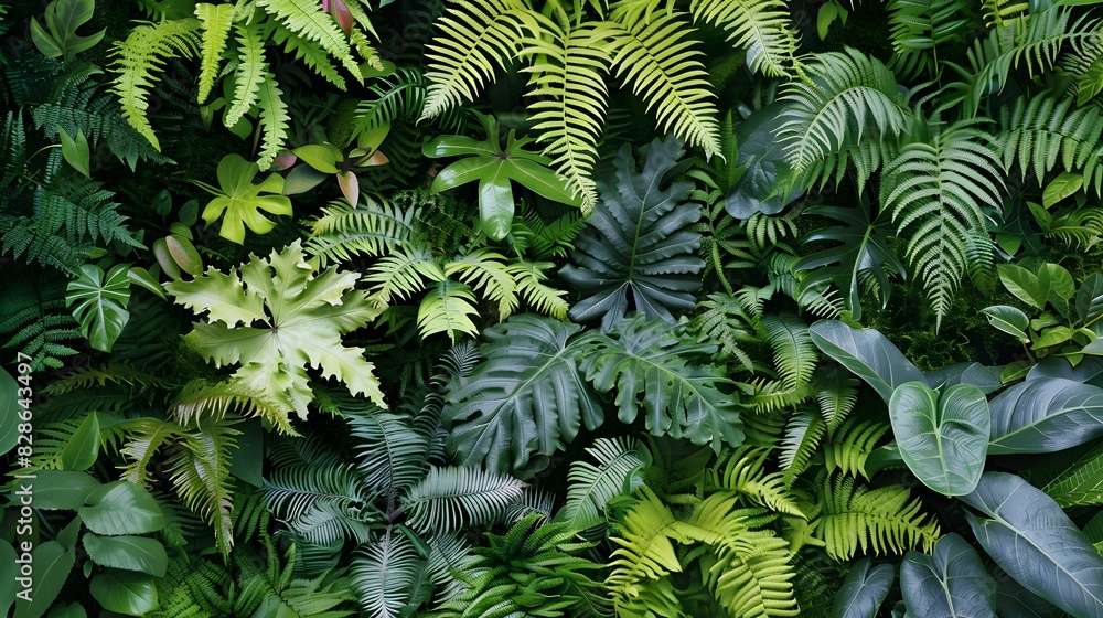 Fototapeta premium leafy green fern background. 