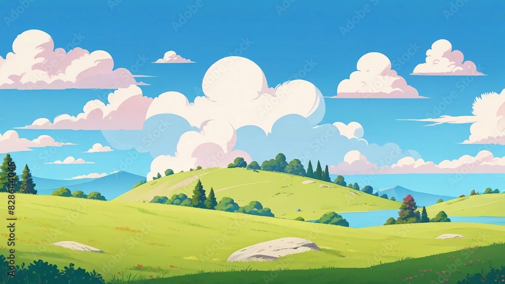 landscape with flowers landscape with flowers