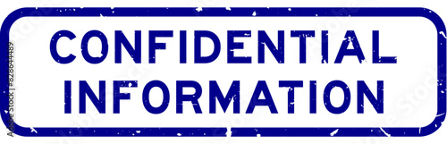 Grunge blue confidential information word square rubber seal stamp on white background